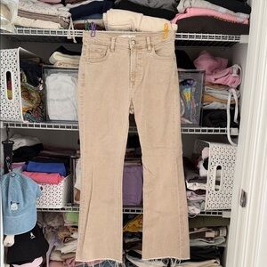 Mango Light Tan Flared Jeans